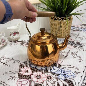Vintage Copper Teapot Made in Portugal MCM Hand Crafted Portuguese Tea Pot Decor